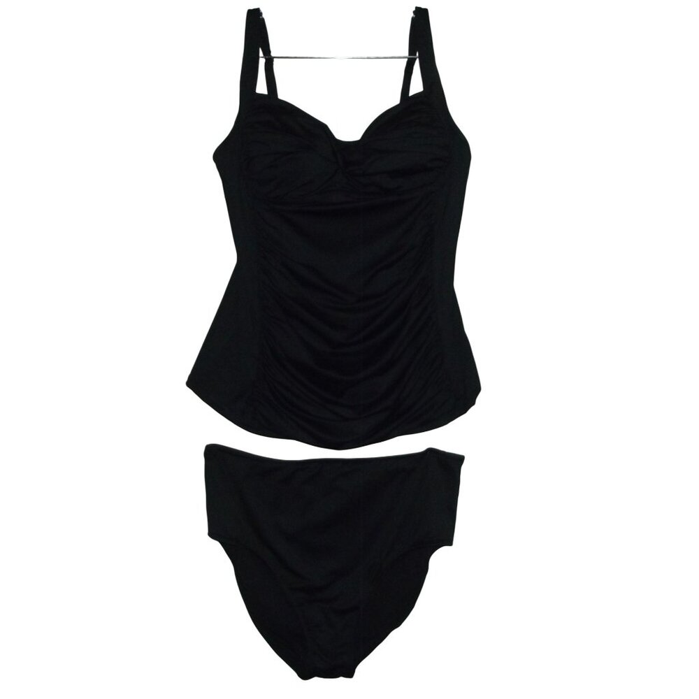 Soft Surroundings Tankini Swimsuit Womens Medium Black Built In Bra top&bottoms